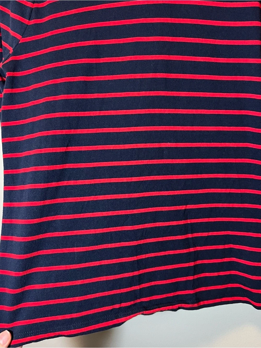 J. Crew Puff Sleeve Cotton Long Sleeve Shirt‎ Red Navy Blue Striped XS